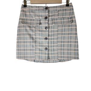 URBAN OUTFITTERS Brown Plaid Academia Button Front Skirt SZ M